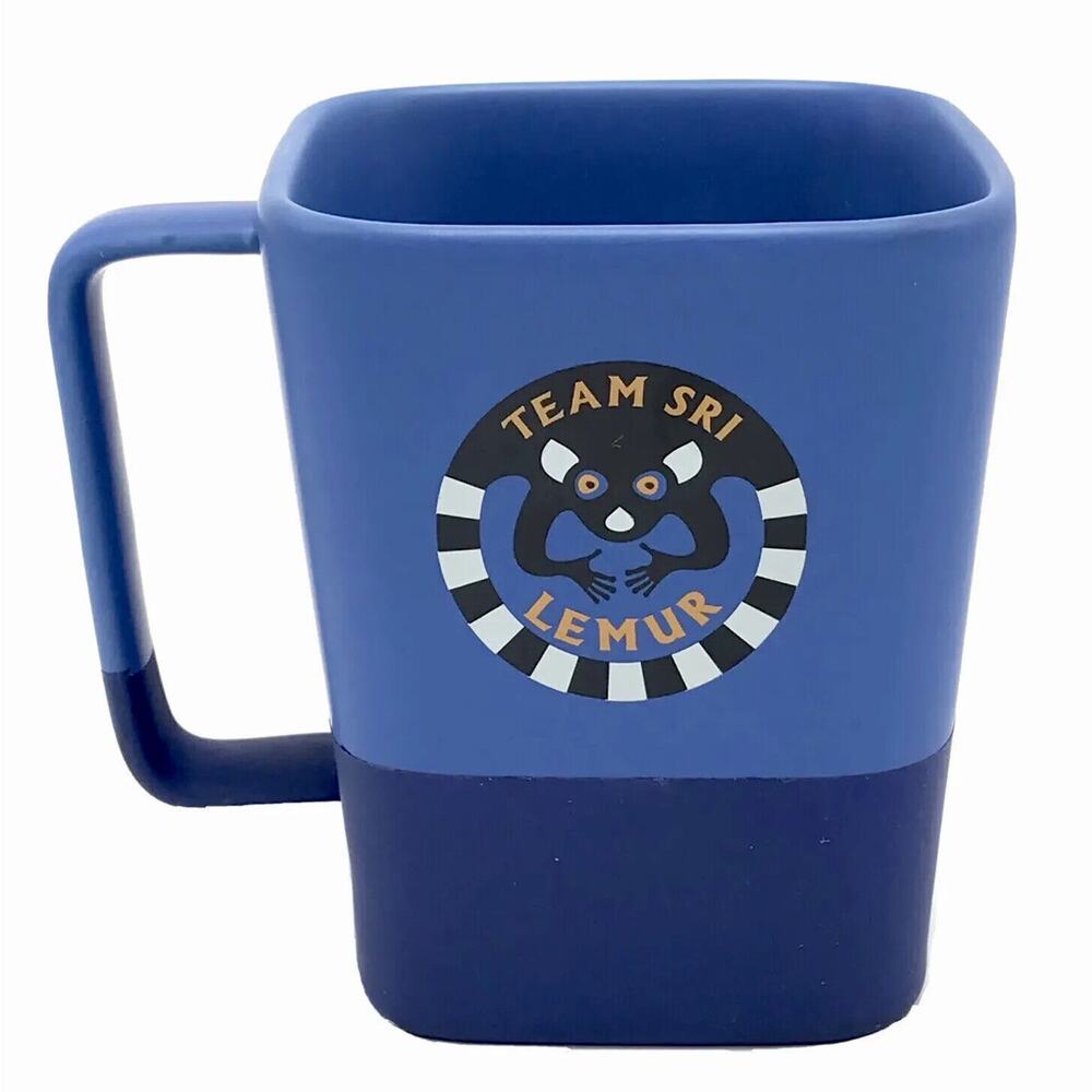 Team Sri Lemur Square Coffee Mug Cup Funny Primate Two Tone Blue Novelty Unique